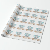 Blue Elephant Baby Boy Muster Vorname Geschenkpapier (Ungerollt)