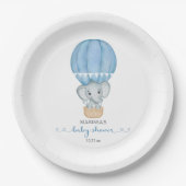 Blue Elephant Baby Boy Shower Paper Plate Pappteller (Vorderseite)