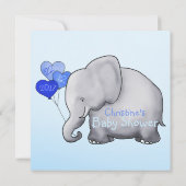 Blue Elephant Baby Boy Shower Vorhersagen für Baby Einladung (Rückseite)