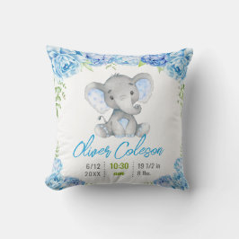 Blue Elephant Baby Boy Stats Little Peanut Kinderz Kissen