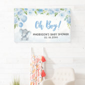 Blue Elephant Baby Dusche Banner (Insitu)