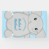 Blue Elephant Baby Dusche Banner (Horizontal)