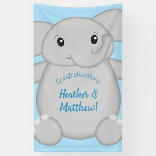 Blue Elephant Baby Dusche Banner (Vertikal)