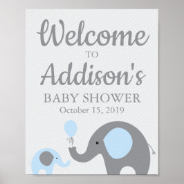 Blue Elephant Baby Dusche Begrüßungszeichen Plakat