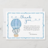 Blue Elephant Baby Dusche Dankeskarte (Vorderseite)