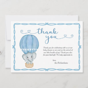 Blue Elephant Baby Dusche Dankeskarte
