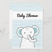 Blue Elephant Baby Dusche Einladung (Vorne/Hinten)