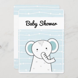 Blue Elephant Baby Dusche Einladung