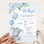 Blue Elephant Baby Dusche Einladung<br><div class="desc">Herzlich willkommen in unserem kleinen Blumenballon Babydusche Einladungs-Drucktisch. Personalisieren Sie die Freude mit Ihren Lieben zu teilen! BS231</div>