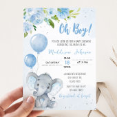 Blue Elephant Baby Dusche Einladung