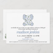 Blue Elephant Baby Dusche Einladung (Vorne/Hinten)