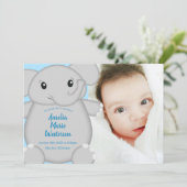 Blue Elephant Baby Dusche Einladung (Stehend Vorderseite)