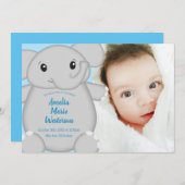 Blue Elephant Baby Dusche Einladung (Vorne/Hinten)