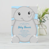 Blue Elephant Baby Dusche Einladung (Stehend Vorderseite)