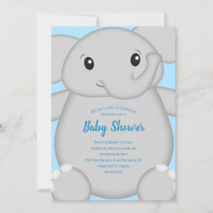 Blue Elephant Baby Dusche Einladung