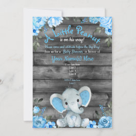 Blue Elephant Baby Dusche Einladung, rustikal Einladung