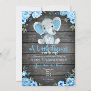 Blue Elephant Baby Dusche Einladung, rustikaler Ju Einladung