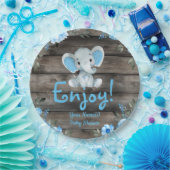 Blue Elephant Baby Dusche Einladung, rustikaler Ju Pappteller (Party)