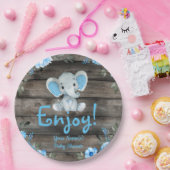 Blue Elephant Baby Dusche Einladung, rustikaler Ju Pappteller (Party)