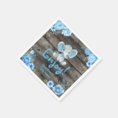 Blue Elephant Baby Dusche Einladung, rustikaler Ju Serviette (Ecke)