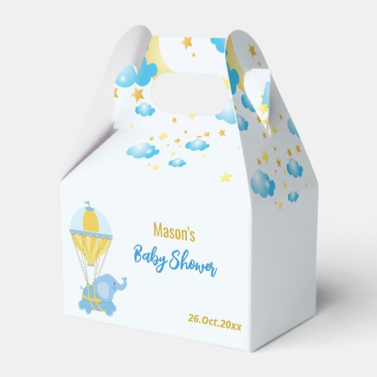 Blue Elephant Baby Dusche Fevor Boxes Geschenkschachtel (Vorderseite)