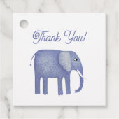 Blue Elephant Baby Dusche Geschenkanhänger (Vorderseite)