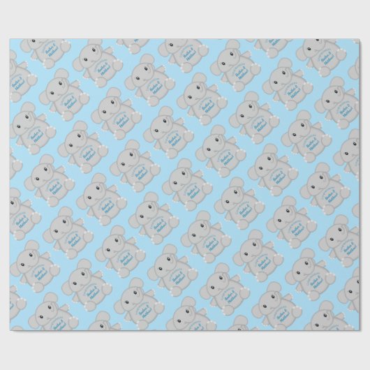 Blue Elephant Baby Dusche Geschenkpapier (Flach)