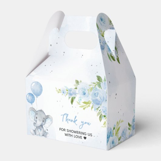 Blue Elephant Baby Dusche Geschenkschachtel (Rückseite)