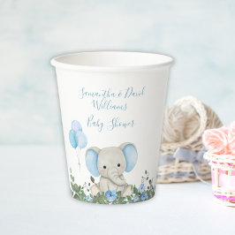 Blue Elephant Baby Dusche Pappbecher