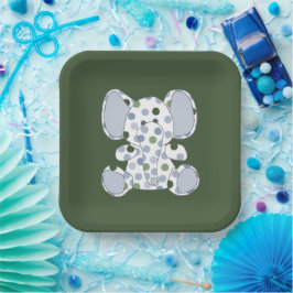 Blue Elephant Baby Dusche Pappteller