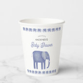 Blue Elephant Baby Dusche Personalisiert Pappbecher (Rückseite)