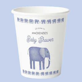 Blue Elephant Baby Dusche Personalisiert Pappbecher