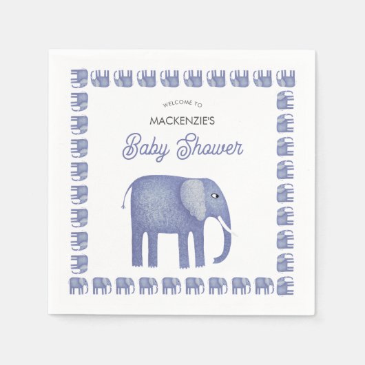 Blue Elephant Baby Dusche Serviette (Vorderseite)