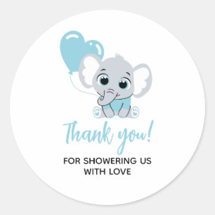 Blue Elephant Baby Dusche Vielen Dank Sticker