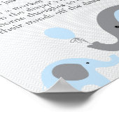 Blue Elephant Baby Dusche Windeln Gedanken signier Poster (Ecke)