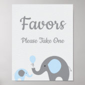 Blue Elephant Baby Duschfavoriten ein Zeichen nehm Poster (Vorne)