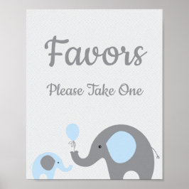 Blue Elephant Baby Duschfavoriten ein Zeichen nehm Poster
