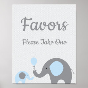 Blue Elephant Baby Duschfavoriten ein Zeichen nehm Poster