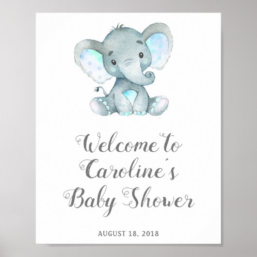 Blue Elephant Baby Duschgel, Safari Baby Dusche Poster (Vorne)