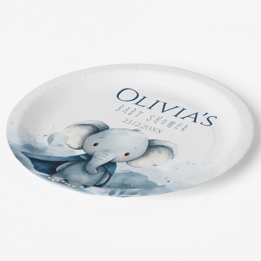 Blue Elephant Baby Duschpapier Teller (Schrägansicht)