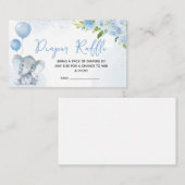 Blue Elephant Baby Duwer Diaper Raffle Begleitkarte (Vorne/Hinten)