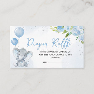 Blue Elephant Baby Duwer Diaper Raffle Begleitkarte