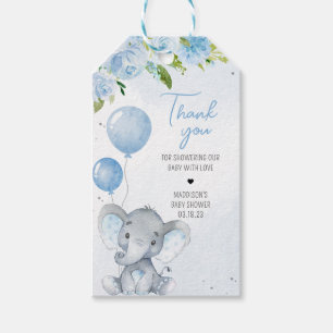 Blue Elephant Baby Duwer Fevor Tags Geschenkanhänger