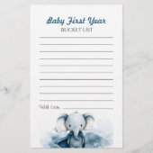 Blue Elephant Baby First Year Bucket List Flyer (Vorne)