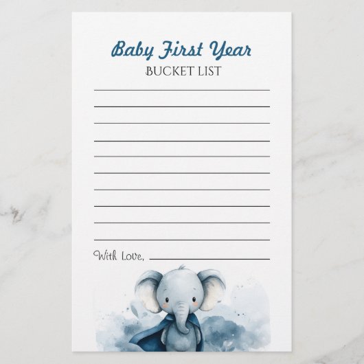 Blue Elephant Baby First Year Bucket List Flyer (Vorne)