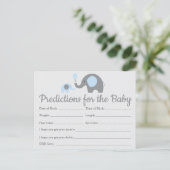 Blue Elephant Baby Predictions Cards Kinderdusche Einladungspostkarte (Stehend Vorderseite)