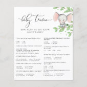 Blue Elephant Baby Shower Baby Trivia Game (Vorderseite)