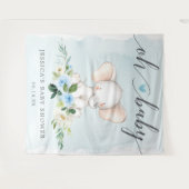 Blue Elephant Baby Shower Banner Foto Hintergrund Wandteppich (Vorderseite (Horizontal))