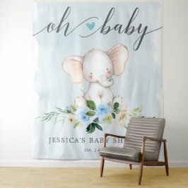 Blue Elephant Baby Shower Banner Foto Hintergrund Wandteppich