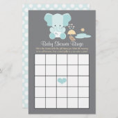 Blue Elephant Baby Shower Bingo (Vorne/Hinten)
